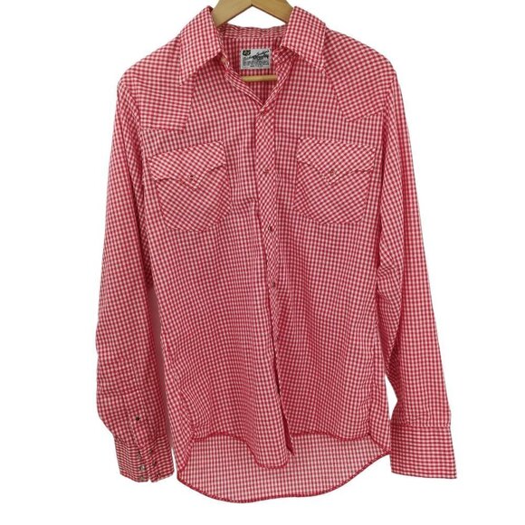 Dickson Jenkins Vintage Pearl Snap Gingham Plaid Shirt Size M/L? Western Red - Picture 1 of 12